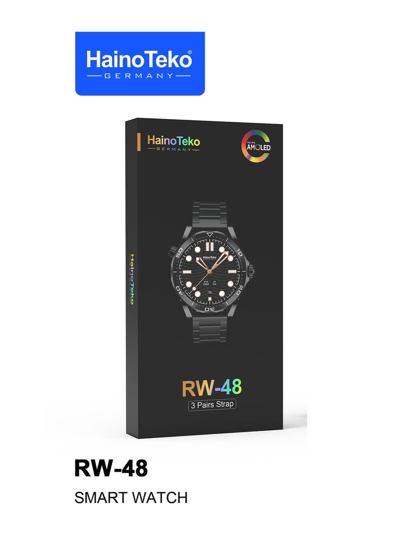 Haino Teko - Haino Teko RW-48 Smart Watch with AMOLED Display, 3 Interchangeable Straps, Black - Image 1