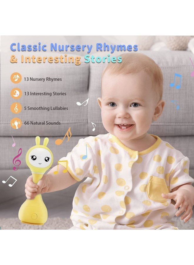 أليلو مشغل صوتي للأطفال من عليلو سمارتي - لعبة بأذنين قابلة للمضغ وأضواء ملونة - تُشغل أصواتًا تعليمية وقصصًا وضوضاء بيضاء للأطفال من عمر 0 إلى 24 شهرًا - هدية مثالية للأطفال في مرحلة التعلم المبكر | أصفر - Image 2