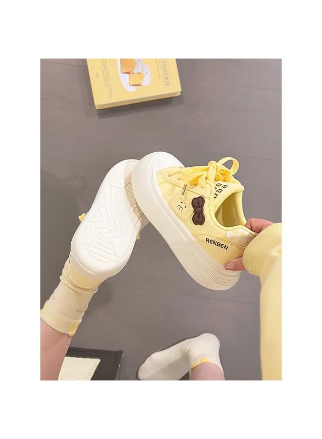 Humanity Renben Women's New Bowknot White Shoes Elevated Casual Versatile Thick-soled Large-toe Sports Sneakers Soft Sole - Image 5