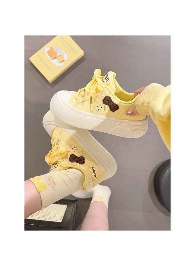 Humanity Renben Women's New Bowknot White Shoes Elevated Casual Versatile Thick-soled Large-toe Sports Sneakers Soft Sole - Image 4