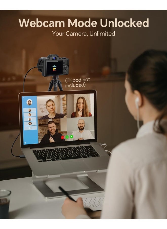 8K Digital Camera, DSLR camera for Photography, 88MP Autofocus WiFi Vlogging Camera  with Front and Rear Lens, Flash, Touch Screen, Lens Hood, 128GB Card  (Black)