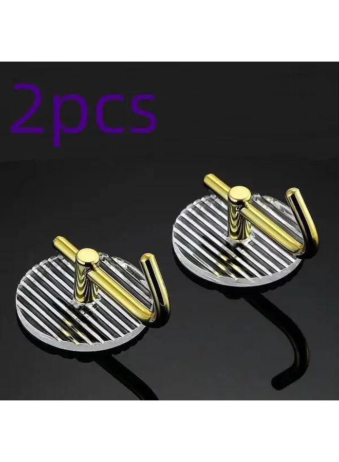 قطعتان من خطافات الحائط اللاصقة القوية بدون حفر لتعليق المناشف والملابس دون تلف - Image 1