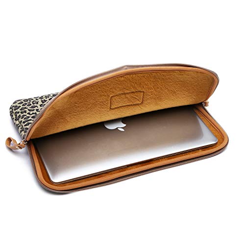 XSKN Yellow Leopard Spot Canvas Fabric Zipper Laptop Sleeve Case Cover for All 13 14 15 inch Computers, Laptop Bag for Air/Pro/Retina Laptops/Notebook (15 inch, for 15.6 inch Laptop) - Image 5