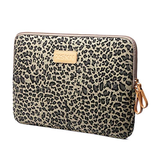 XSKN Yellow Leopard Spot Canvas Fabric Zipper Laptop Sleeve Case Cover for All 13 14 15 inch Computers, Laptop Bag for Air/Pro/Retina Laptops/Notebook (15 inch, for 15.6 inch Laptop) - Image 4