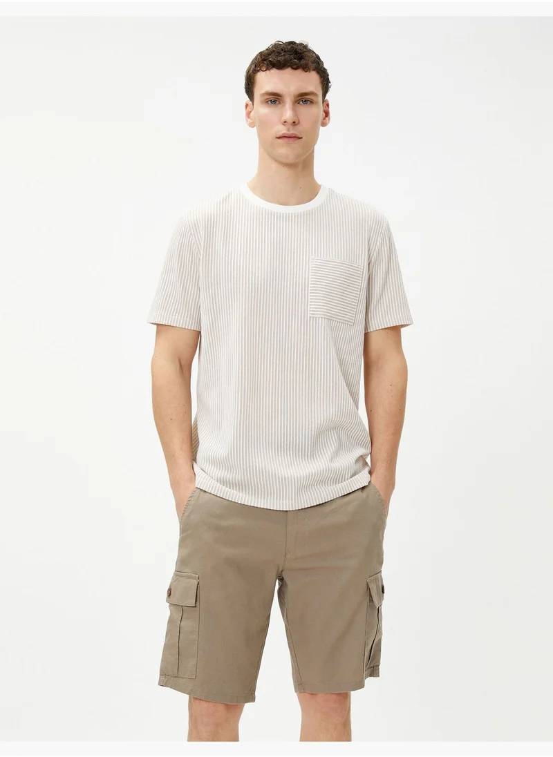 KOTON Linen Blend Cargo Shorts Pocket Detailed Buttoned