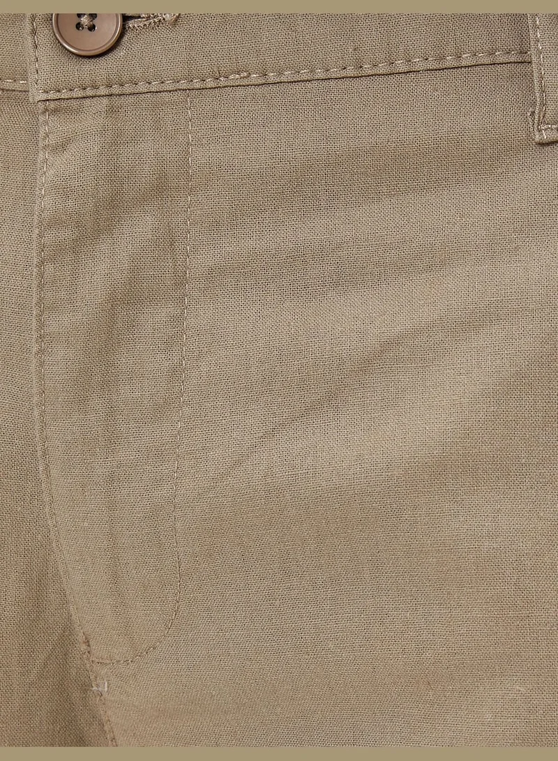 KOTON Linen Blend Cargo Shorts Pocket Detailed Buttoned