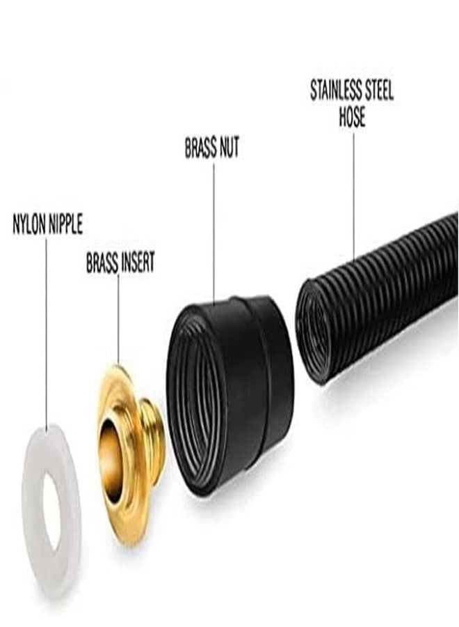 Spazio Stainless Steel Hand Shower Tube Flexible Shower Hose Pipe Pack of 1 For Bathroom & Toilet (Stainless Steel)- Black - Image 3