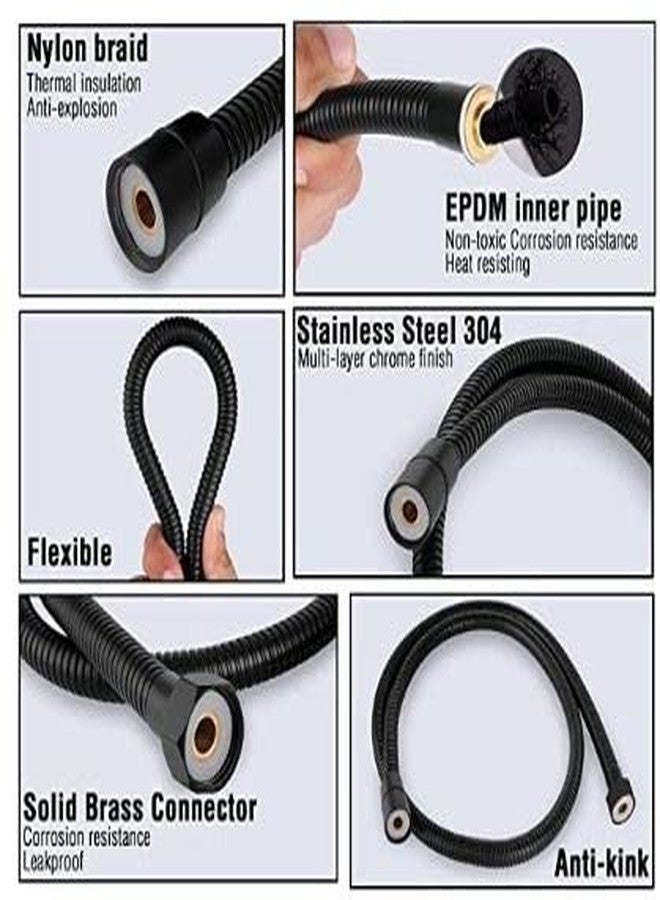 Spazio Stainless Steel Hand Shower Tube Flexible Shower Hose Pipe Pack of 1 For Bathroom & Toilet (Stainless Steel)- Black - Image 4