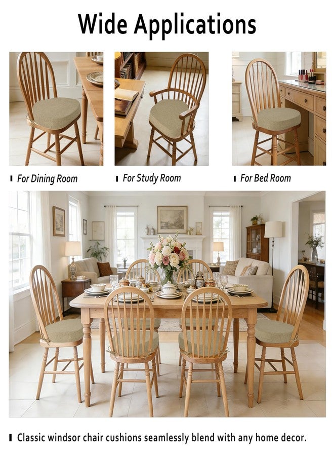 ELFJOY Chair Cushions for Dining Chairs 2.4 Inch Thick Windsor Seat Cushions for Kitchen Dining Room Non Slip Seat Pads with Removable Washable Cover and Ties Set of 2, Beige(16.5"x15.5") - Image 3