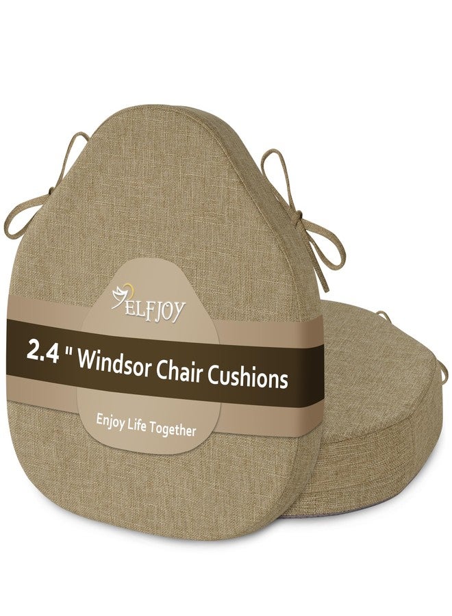 ELFJOY Chair Cushions for Dining Chairs 2.4 Inch Thick Windsor Seat Cushions for Kitchen Dining Room Non Slip Seat Pads with Removable Washable Cover and Ties Set of 2, Beige(16.5"x15.5") - Image 1