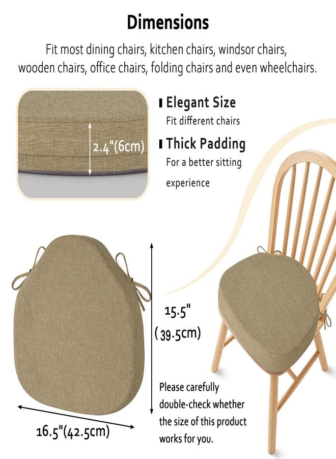 ELFJOY Chair Cushions for Dining Chairs 2.4 Inch Thick Windsor Seat Cushions for Kitchen Dining Room Non Slip Seat Pads with Removable Washable Cover and Ties Set of 2, Beige(16.5"x15.5") - Image 2