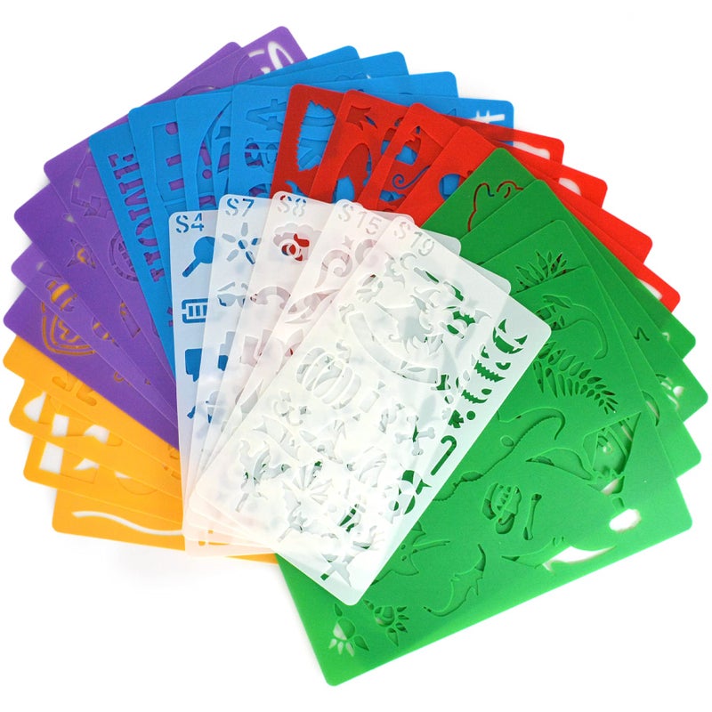 Acoavo Stencil Drawing Kit for Kids, 25 Pcs Plastic Drawing Stencils with 400+ Shapes, Great Birthday Gift for Boy Girl - Image 1