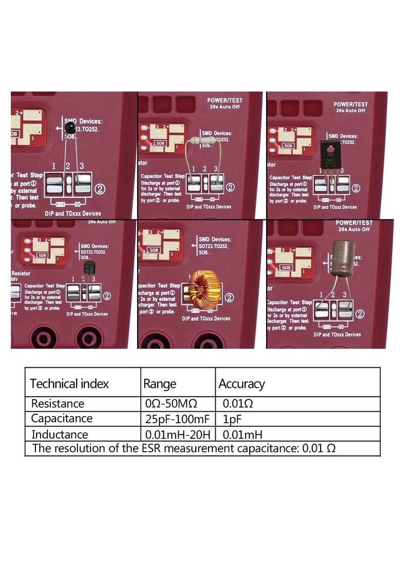 BSIDE ESR02 PRO Transistor Tester SMD Components Checker Mega328 NPN/PNP Diode Resistor Inductor Capacitance ESR Meter with Tweezers