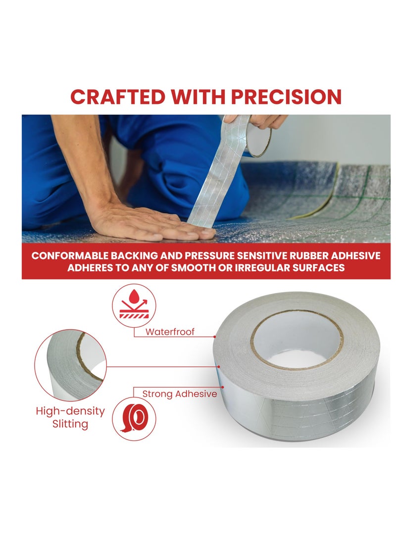 Generic Glass Aluminum Foil Tape, Glass Fiber Cloth Aluminum Tape Silver, Reinforced Self-Adhesive Heat Reflective Tape, Heat Jacketing Insulation Resistant High Temperature HVAC Tape (2.36inch x 82ft)  - Image 2