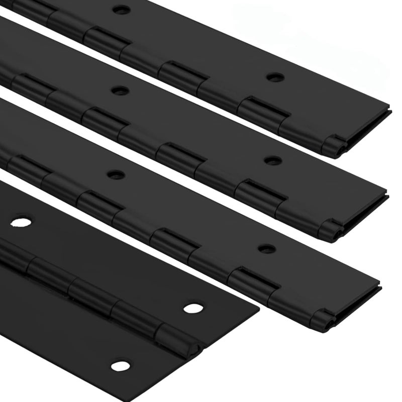 4Pack Heavy Duty Piano Hinge 2 Open Width x 16 Continuous Hinges 006 Thick Stainless Steel with Holes Black Furniture Hinges for Cabinet Door Cases Woodworking
