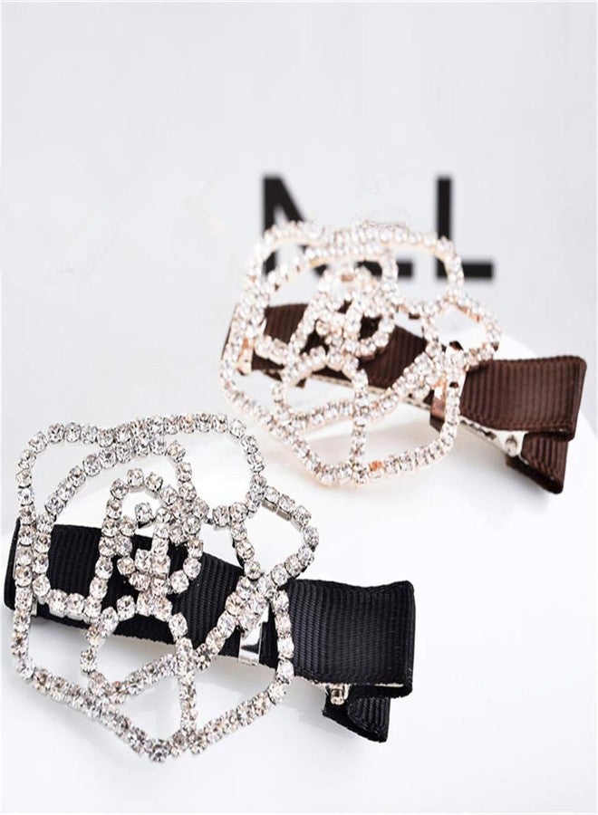 Ruihfas 9Pcs Women Girls Headwear Bling Rhinestone Crystal Hair Clip Alligator Duckbill Barrette Hairpin Hair Beak Concorde Clip Slide Assorted Patterns (Gold Tone) - Image 5