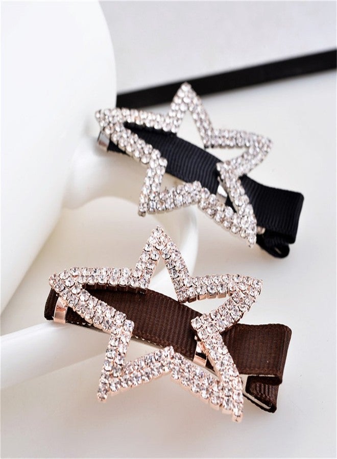 Ruihfas 9Pcs Women Girls Headwear Bling Rhinestone Crystal Hair Clip Alligator Duckbill Barrette Hairpin Hair Beak Concorde Clip Slide Assorted Patterns (Gold Tone) - Image 3