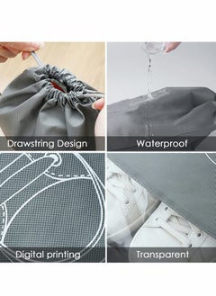 Excefore Travel Shoe Bag,Non-Woven Storage Dustproof with Rope for Men and Women Large Shoes Pouch Packing Organizers, Black - 10 PCS,Grey  - Image 5