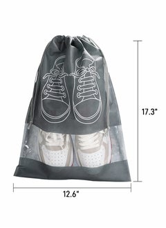 Excefore Travel Shoe Bag,Non-Woven Storage Dustproof with Rope for Men and Women Large Shoes Pouch Packing Organizers, Black - 10 PCS,Grey  - Image 2