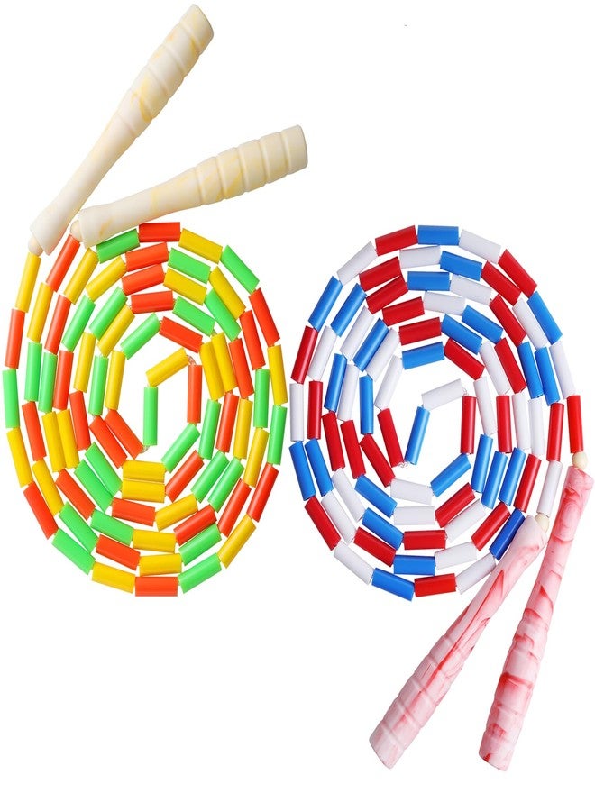 Fezog 2 Pcs Bead Jump Rope for Kids Adults, Beaded Jump Rope For Fitness (Yellow+Red) - Image 1