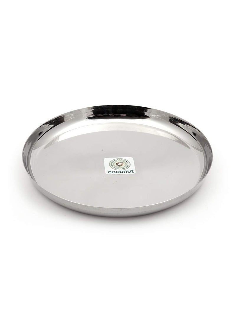Coconut coconut Stainless Steel Dinner Plate/Apple Kumcha/Thali/Kumcha - Pack of 6 (Diameter 8 Inch) 