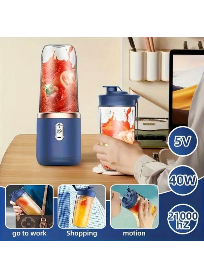 Pink Portable Blender And Juicer USB Rechargeable With 6 Blades Double Cups - Image 5