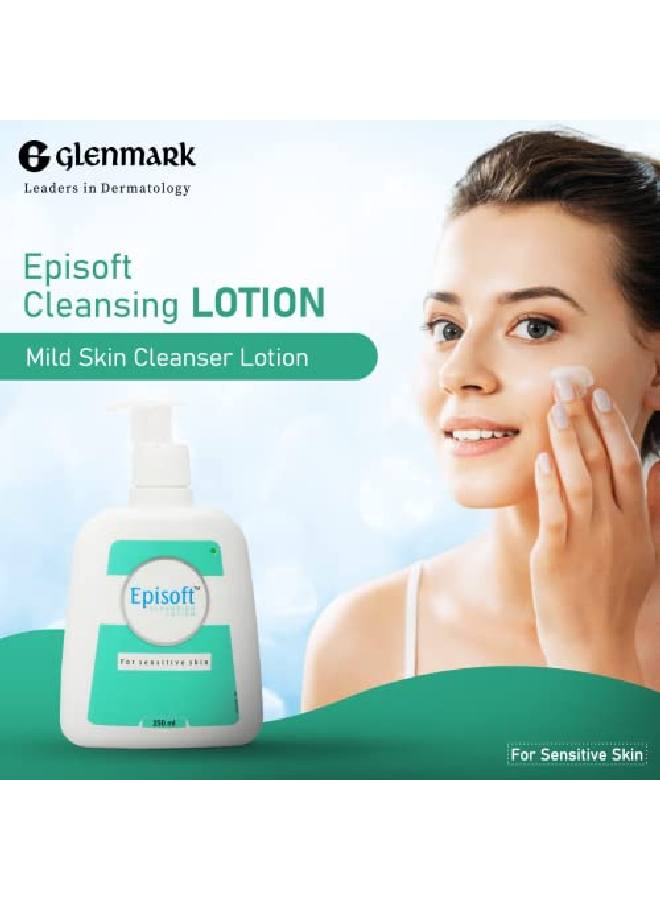 Episoft لوشن منظف للبشرة الحساسة والجافة، منظف لطيف يزيل الزيوت الزائدة، يرطب البشرة ويجعلها ناعمة ومتوهجة، يزيل المكياج، خالٍ من كبريتات لوريل الصوديوم والبارابين، 250 مل - Image 3