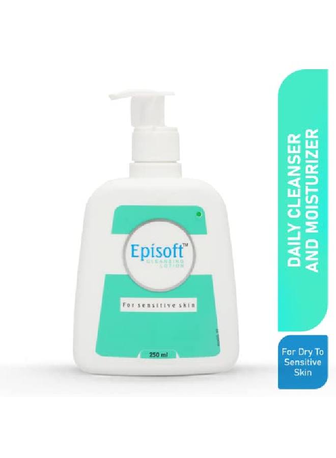 Episoft لوشن منظف للبشرة الحساسة والجافة، منظف لطيف يزيل الزيوت الزائدة، يرطب البشرة ويجعلها ناعمة ومتوهجة، يزيل المكياج، خالٍ من كبريتات لوريل الصوديوم والبارابين، 250 مل - Image 1