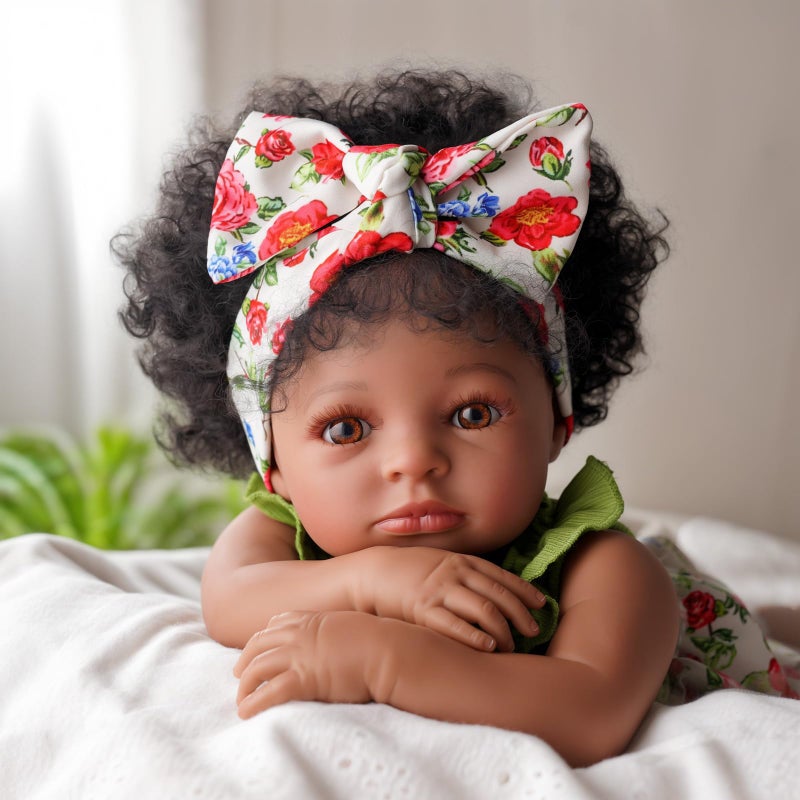 BABESIDE Black Reborn Baby Dolls 20 Inch Realistic Cute Soft Body Baby Doll Real Life Baby Dolls with Accessories for 3 Year Old Girls Gifts Pretend Play Collection - Image 3