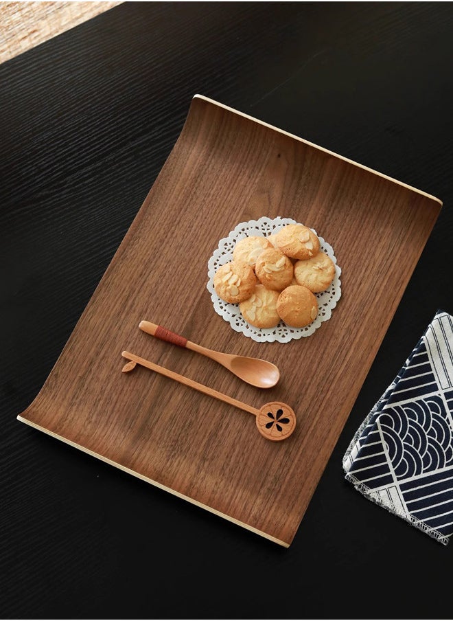 Trust Rectangular Natrual Walnut Wood Veneer Serving Tray Dark Brown 38X28CM  - Image 1