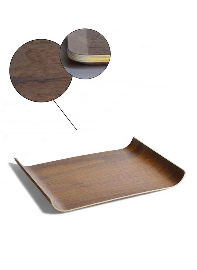 Trust Rectangular Natrual Walnut Wood Veneer Serving Tray Dark Brown 38X28CM  - Image 3