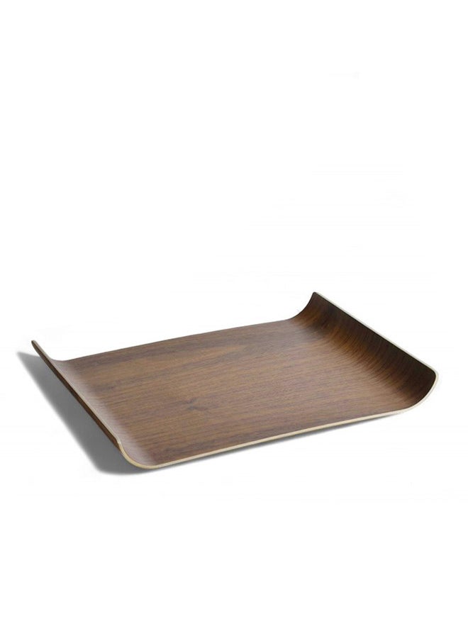 Trust Rectangular Natrual Walnut Wood Veneer Serving Tray Dark Brown 38X28CM  - Image 2