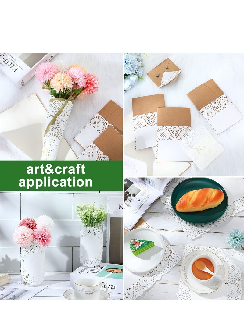 150 Pcs 3 Sizes Rectangle Paper Doilies Lace Placemats Disposable Greaseproof White for Table Wedding Birthday Cakes Desserts Food Decoration