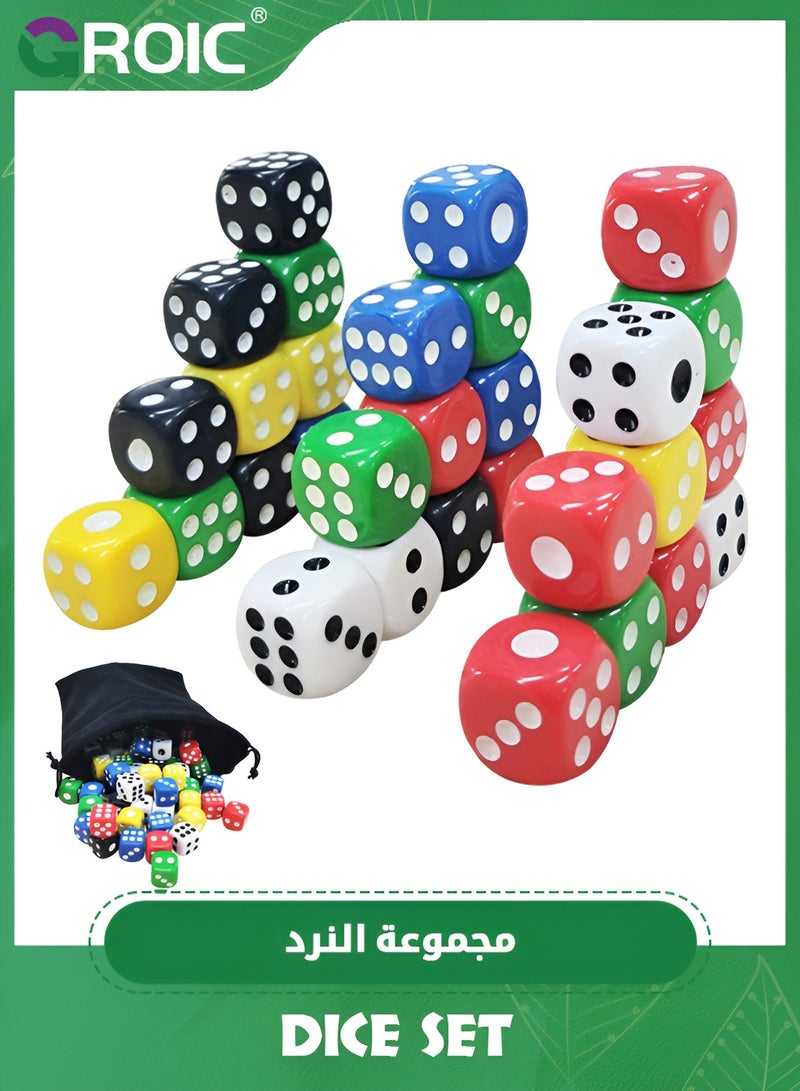 GROIC 35 Pieces 6 Sided Dice Set, Games Dice 14MM Premium Translucent Rounded Corners Colored Bulk Dices for Board Games, Classroom Teaching, Dices Game (with Pouch)  - Image 1