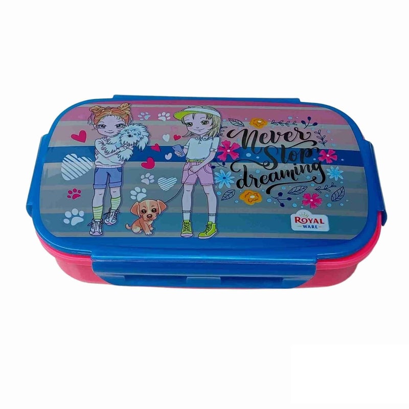 VRISTO صندوق غداء VRISTO المضغوط للأطفال صندوق تيفين للغداء المدرسي وصندوق تيفين خالي من BPA ومجموعة صندوق غداء محكمة الإغلاق من 2 1100 مل و100 مل مع مجموعة ملعقة وشوكة باللون الوردي لا تتوقف عن التعلم - Image 2