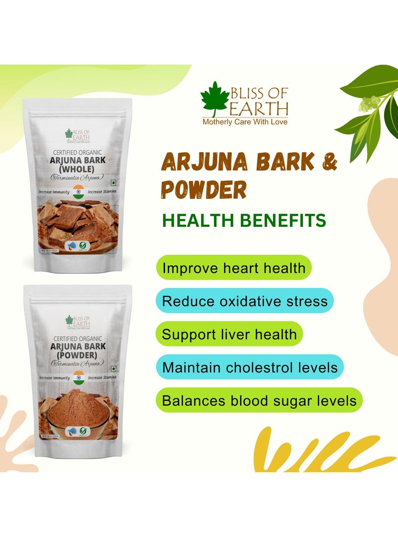 BLISS OF EARTH Arjuna Bark Powder 200g  Herbal Supplement for Heart Health and Blood Pressure Organic Natural Cardiovascular Support Pack of 3  - Image 4