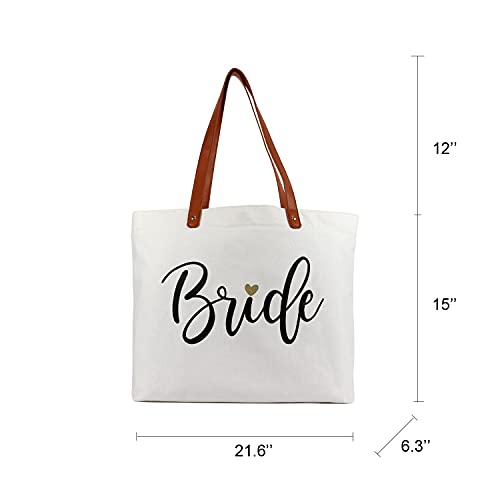 Lamyba Bride Bag with Makeup Bag, Mrs Tote Bag, Bride to be Gifts/Bridal Shower Gifts for Bride, White - Image 2