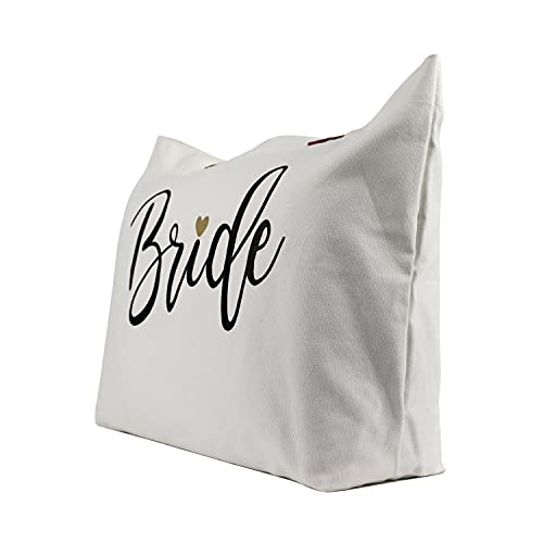Lamyba Bride Bag with Makeup Bag, Mrs Tote Bag, Bride to be Gifts/Bridal Shower Gifts for Bride, White - Image 3