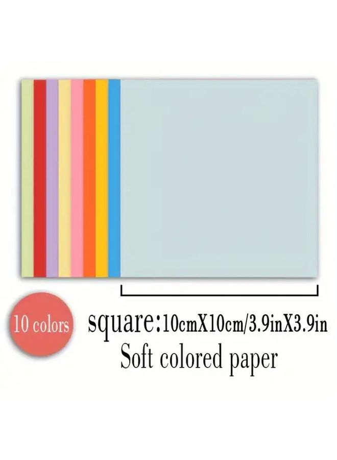 100 Premium Square Cards 10 Vibrant Colors Lightweight Durable Origami Crafts Scrapbooking Office Supplies Sewing Projects DIY Art Material - Image 3