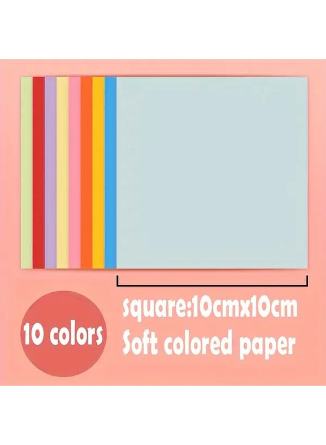 100 Premium Square Cards 10 Vibrant Colors Lightweight Durable Origami Crafts Scrapbooking Office Supplies Sewing Projects DIY Art Material - Image 5