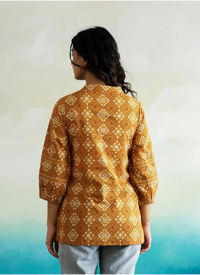 sanskrutihomes - Floral Print V-Neck Ruffled Hem Cotton Top by Styli - Image 1