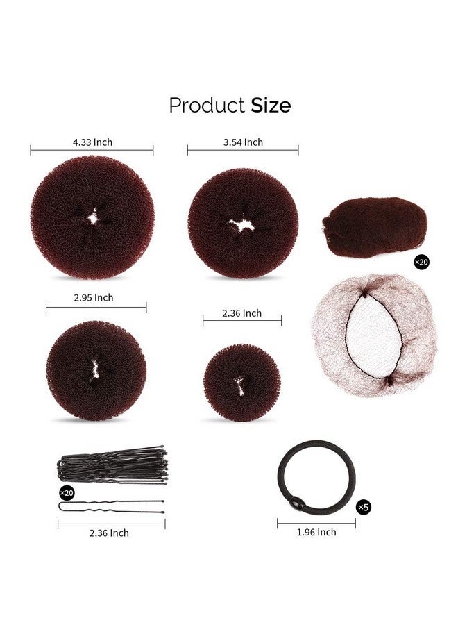 فندامي مجموعة إكسسوارات الشعر من فاندامي: ٢٠ شبكة غير مرئية، ٤ قوالب دونات، ٥ أشرطة مطاطية، ٢٠ دبوس شعر (بني) - Image 3