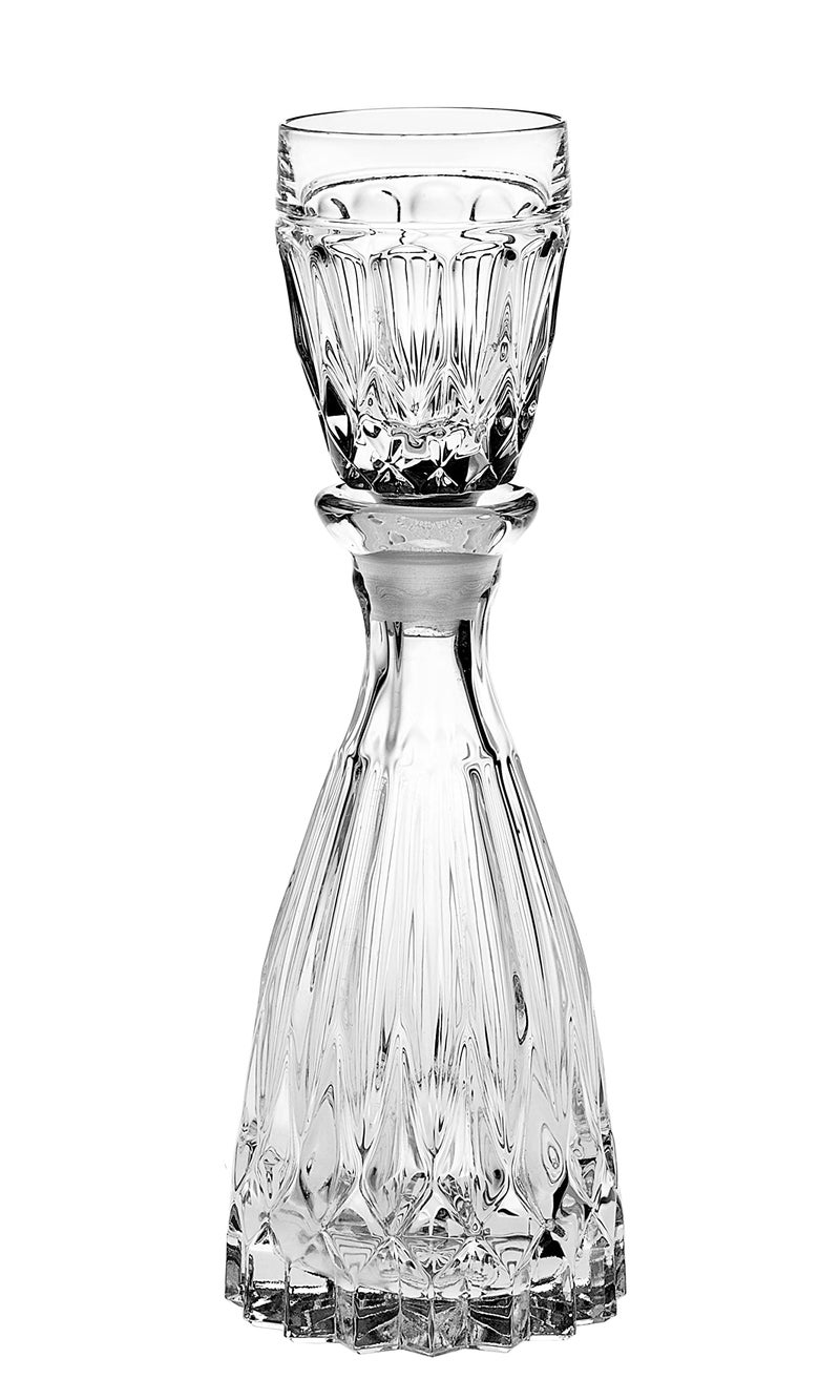 Crystal - Glass -Mouthwash Decanter with 1 oz Cup Stopper - (can use the stopper as a Tumbler) 8" Height - 3 Oz. Decanter - Made in Europe - by Barski