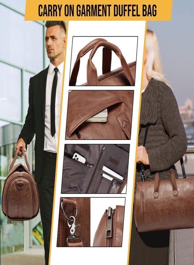 Wymulot Convertible Garment Bag, Carry on Garment Duffel Bag with Shoulder Strap, Men's Women's Travel Clothing Bag with Shoe Compartment, 2-in-1 Hanging Suitcase Suit Business Travel Bag (Brown) - Image 5