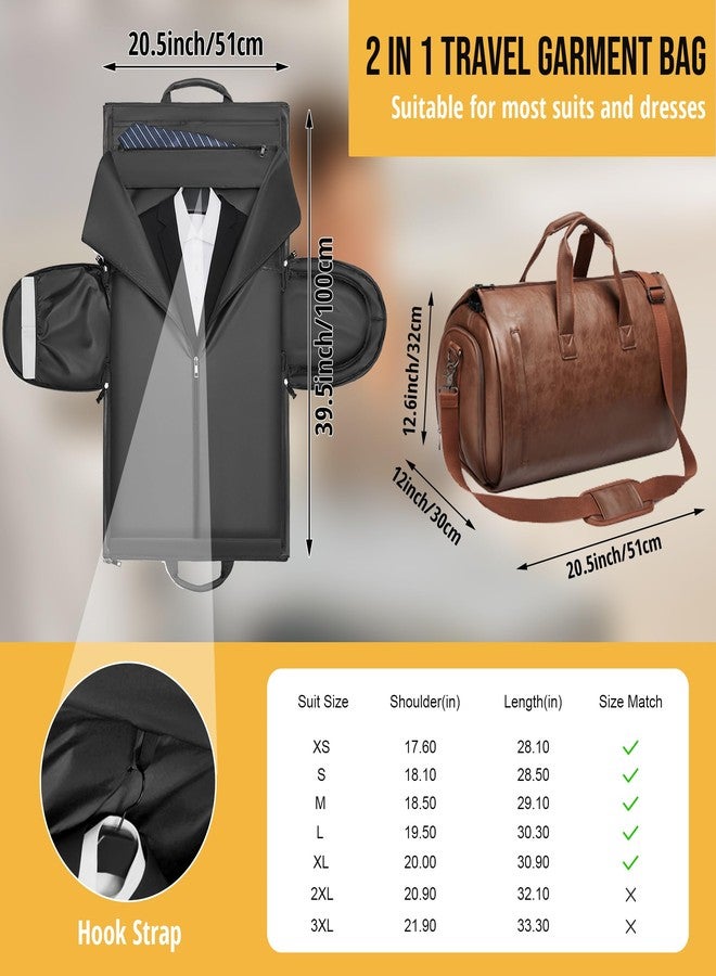 Wymulot Convertible Garment Bag, Carry on Garment Duffel Bag with Shoulder Strap, Men's Women's Travel Clothing Bag with Shoe Compartment, 2-in-1 Hanging Suitcase Suit Business Travel Bag (Brown) - Image 2