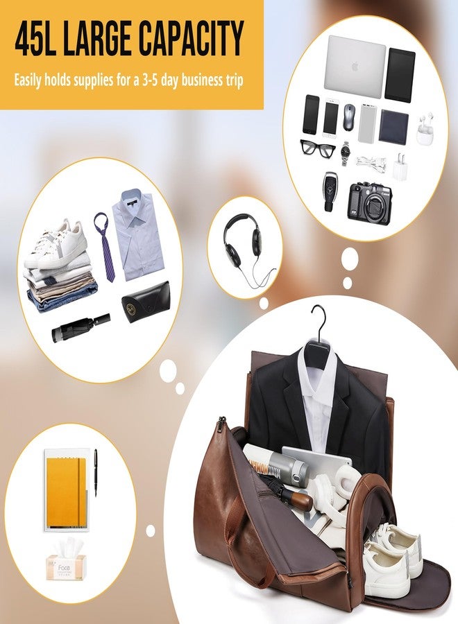Wymulot Convertible Garment Bag, Carry on Garment Duffel Bag with Shoulder Strap, Men's Women's Travel Clothing Bag with Shoe Compartment, 2-in-1 Hanging Suitcase Suit Business Travel Bag (Brown) - Image 3