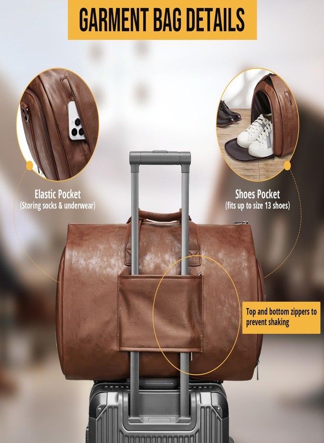 Wymulot Convertible Garment Bag, Carry on Garment Duffel Bag with Shoulder Strap, Men's Women's Travel Clothing Bag with Shoe Compartment, 2-in-1 Hanging Suitcase Suit Business Travel Bag (Brown) - Image 4