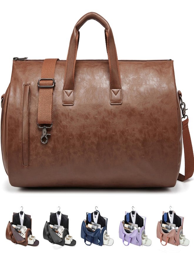 Wymulot Convertible Garment Bag, Carry on Garment Duffel Bag with Shoulder Strap, Men's Women's Travel Clothing Bag with Shoe Compartment, 2-in-1 Hanging Suitcase Suit Business Travel Bag (Brown) - Image 1