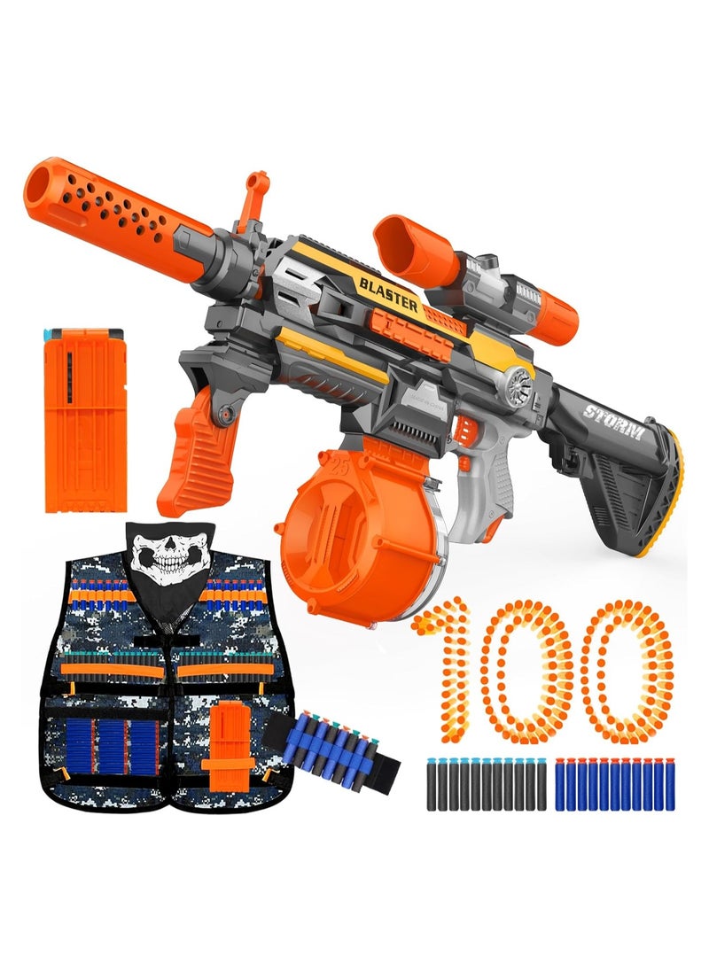 Generic - Electric Nerf Gun 10 Darts Safe Foam Blasters For Kids Teens Adults Silver Orange Grey - Image 1