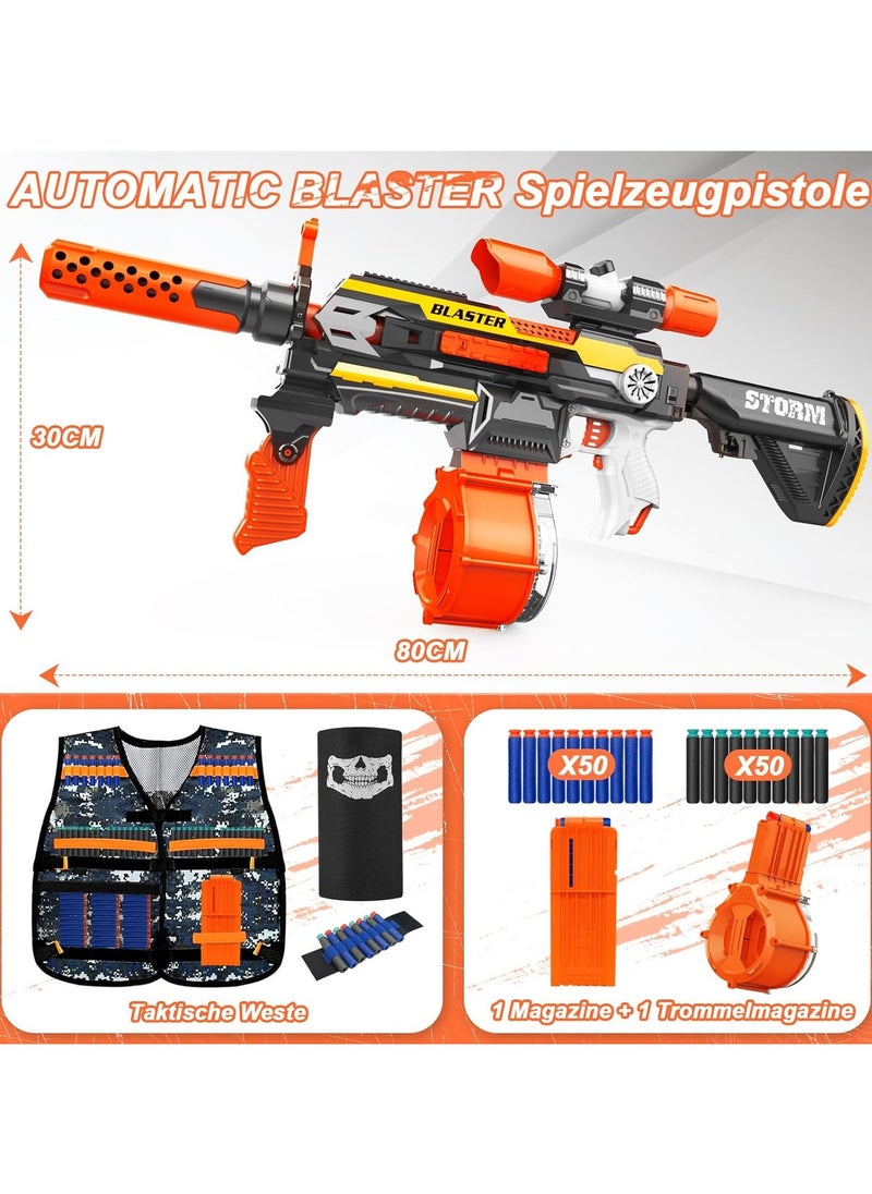 Generic - Electric Nerf Gun 10 Darts Safe Foam Blasters For Kids Teens Adults Silver Orange Grey - Image 1
